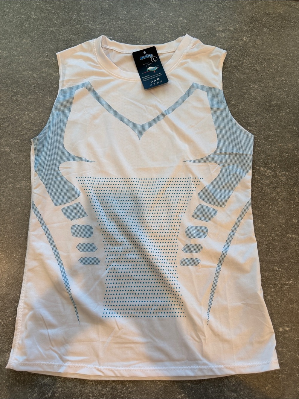 NWT Men’s Athletic Sleeveless Performance Tank Top - Set of 3 White & Light Blue